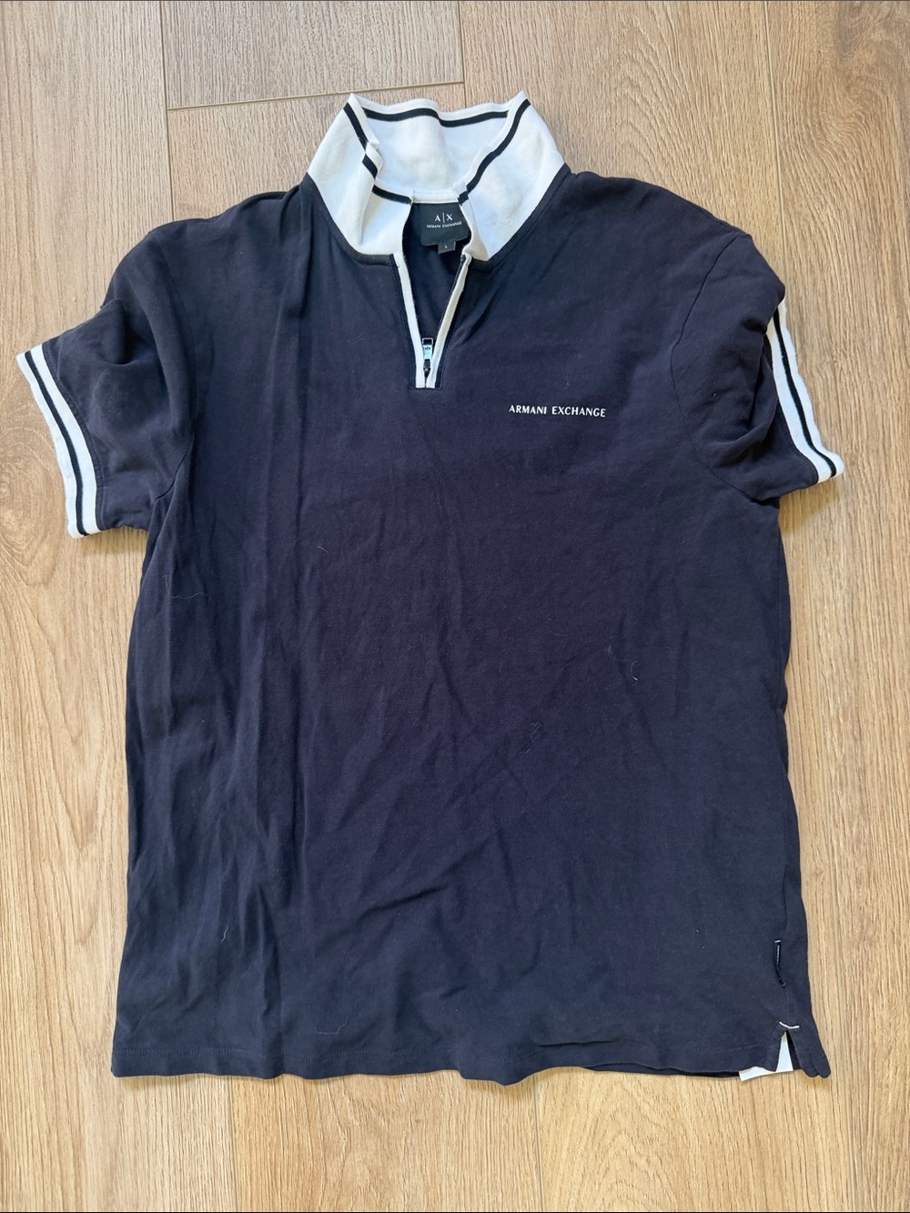 Armani Exchange Navy Polo with White Trim